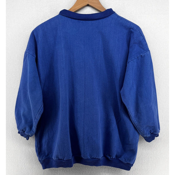 SCOTT LOWELL Sweatshirt Womens XL Dragon Hand Painted Collared 3/4 Sleeve Blue - Picture 4 of 14